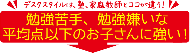 勉強苦手、嫌いな平均点以下のお子さんに強い！